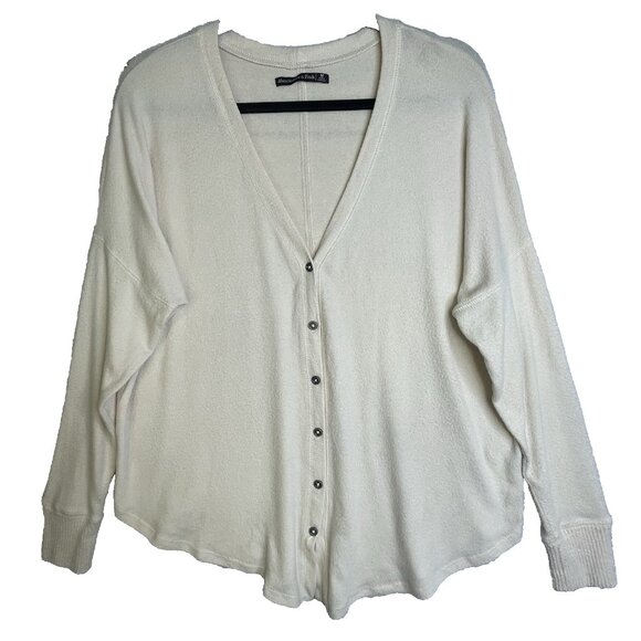 Abercrombie Fitch Sweater Womens Size Medium Ivory Cardigan Long Sleeve Grandpa - Picture 1 of 8